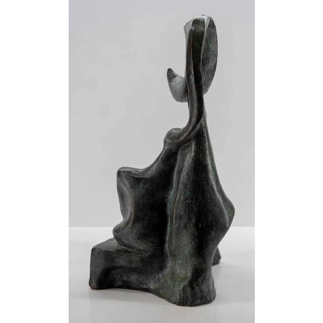 Unknown, Woman In The Moonlight at the Window Latin American Bronze Modernist Sculpture, 1985 For Sale In Miami - Image 6 of 13