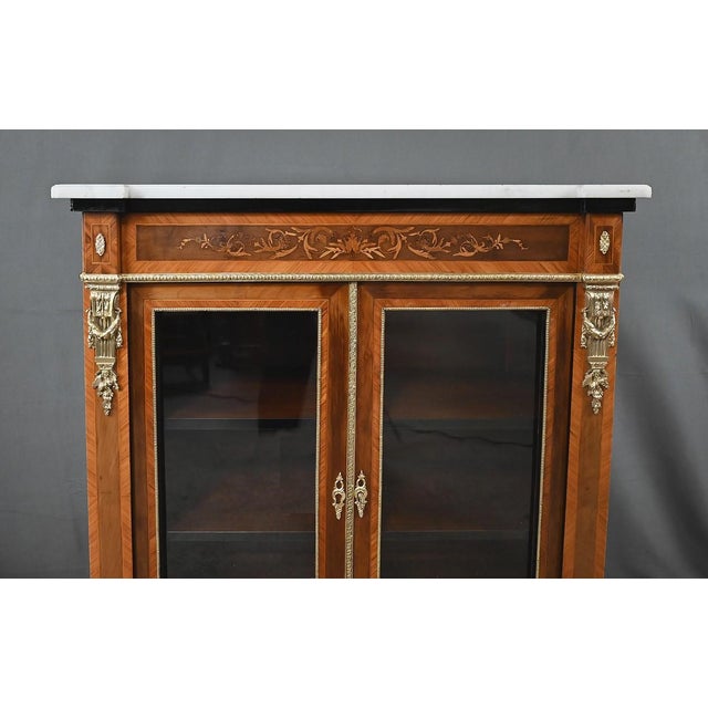 Late 19th Century Napoleon III Marquetry Display Cabinet For Sale - Image 6 of 18