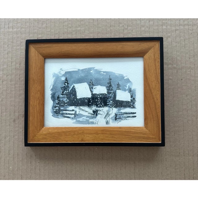 It’s winter here in Michigan! Framed snow scene featuring a moonlight winter evening.