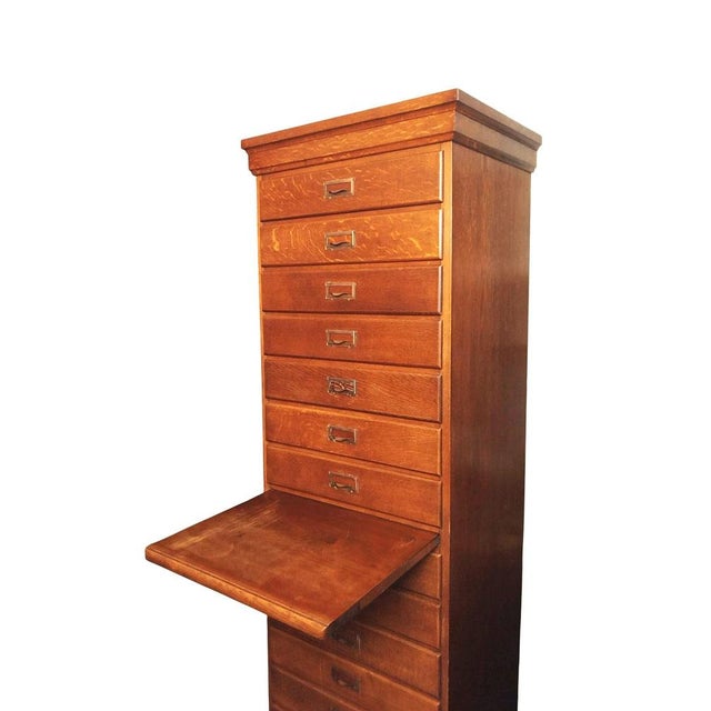 Mid-Century Danish Oak Archive Cabinet with Pull-Out Shelf, 1920s For Sale - Image 11 of 16
