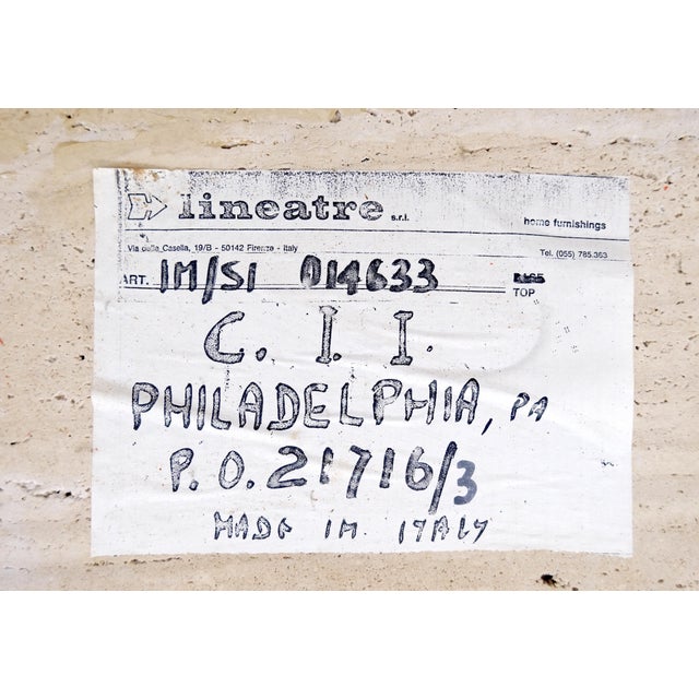 Beige Solid Travertine Single Pedestal Base 40x80 Italian Dining Table MINT For Sale - Image 8 of 16