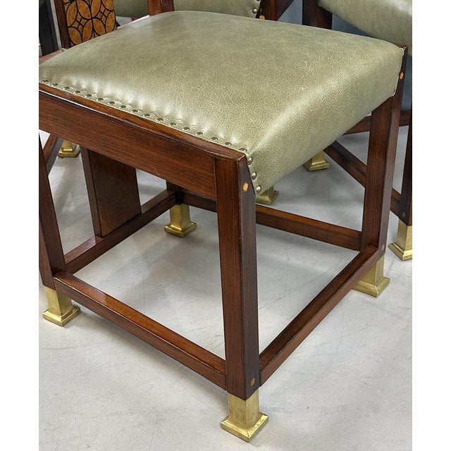 Wood Vienna Secession Art Nouveau Chairs with Inlay, 1900s, Set of 4 For Sale - Image 7 of 13
