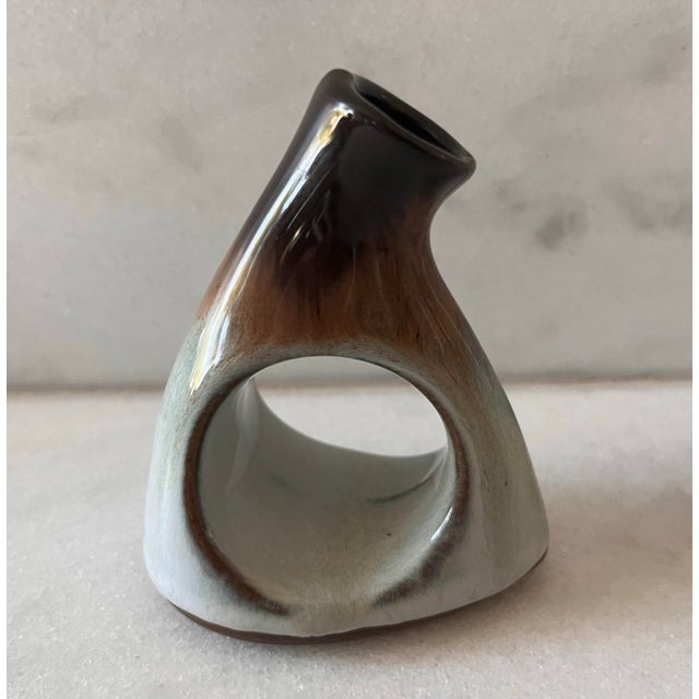 Set of 4 Peter Pots Studio Pottery Napkin Ring Bud Vases For Sale - Image 9 of 10
