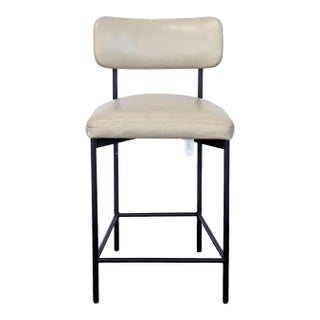 Pottery Barn Maison Leather Bar Stool For Sale