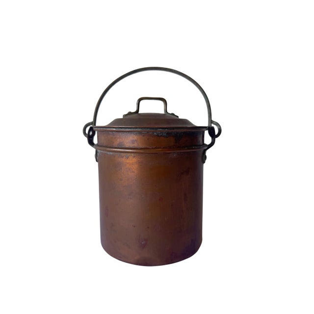 Rustic European Vintage Copper Double Boiler Pot For Sale - Image 3 of 7