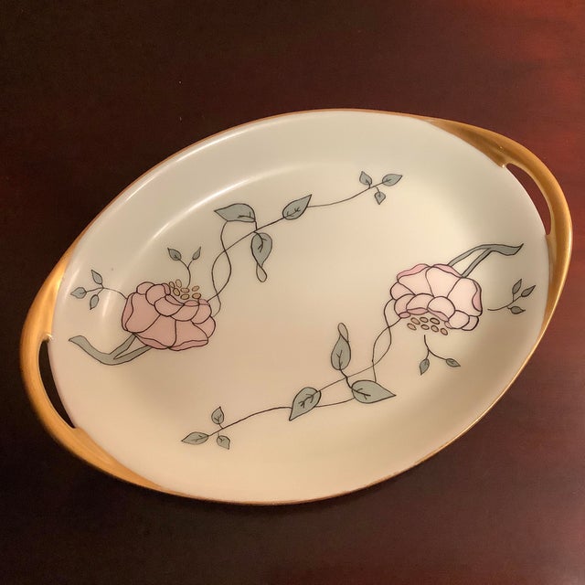 Art Deco Haviland Limoges Art Deco Porcelain Tray, Handpainted For Sale - Image 3 of 9