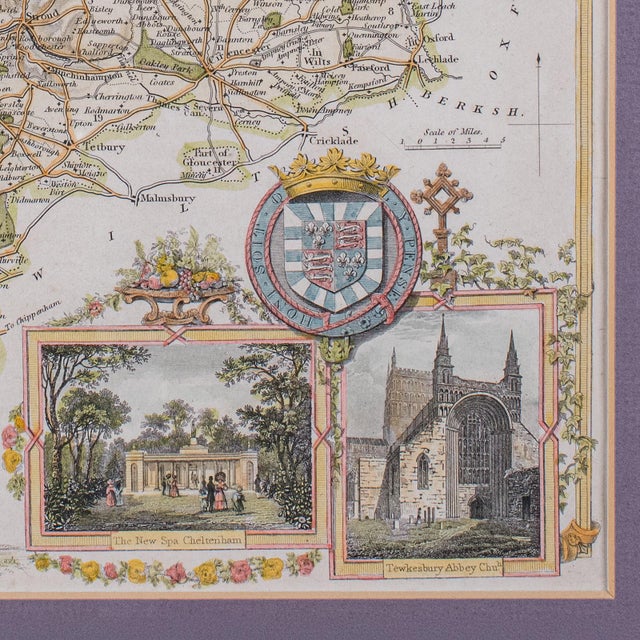 Antique County Map, Gloucestershire, English, Framed, Thomas Moule, Victorian For Sale - Image 11 of 12