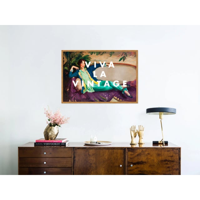 Contemporary Viva La Vintage by Lara Fowler in Gold Framed Paper, Medium Art Print For Sale - Image 3 of 4