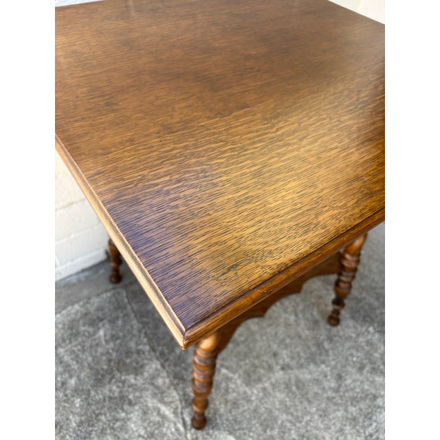 Victorian Antique Victorian or Jacobean Revival Barley Twist Side Table With Lower Shelf For Sale - Image 3 of 6