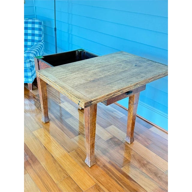 Antique Oak Rotating Game Table, Arts & Crafts Mission Style For Sale - Image 4 of 5
