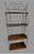 Metal Bakers Rack Wood Shelves Scrollwork Display Shelf Bookcase Plant Stand For Sale - Image 4 of 7