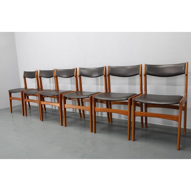 Teak Dining Chairs in Leatherette, Denmark, 1960s, Set of 6 For Sale - Image 3 of 18
