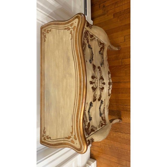 2000s Maitland Smith Attributed Louis XV Style Distressed Decorated Commode For Sale In Boston - Image 6 of 12