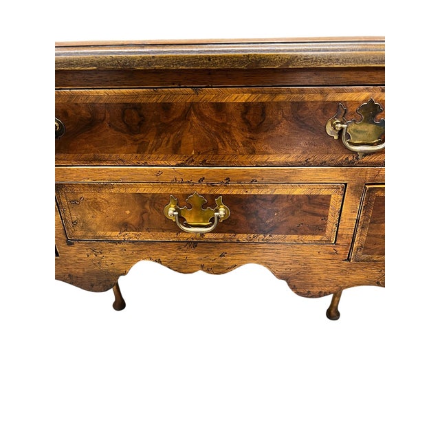 Wood Vintage Burlwood Four Drawer Server Table For Sale - Image 7 of 8