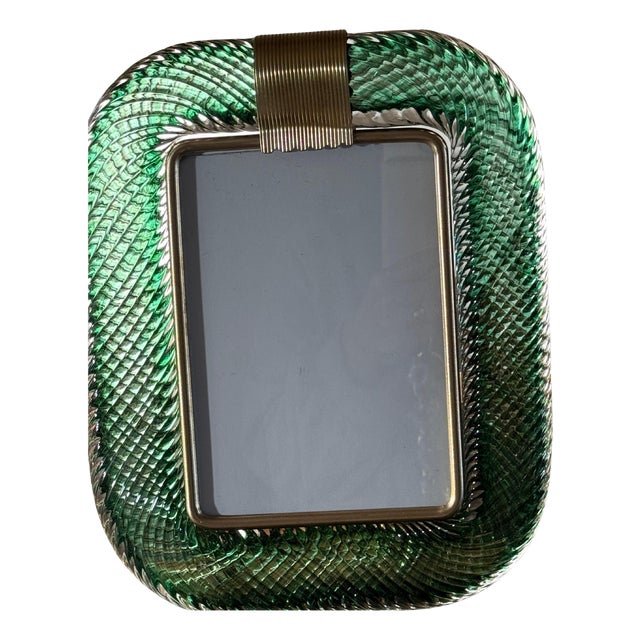 Olive Green Murano Glass Photo Frame, 2000s For Sale