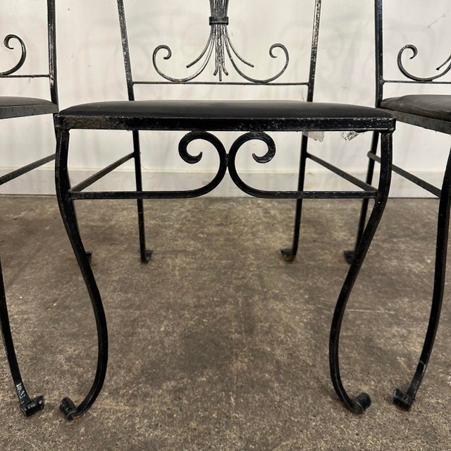 Metal Set of 4 Salterini Iron Patio Dining Chair Art Deco, Attributed For Sale - Image 7 of 12