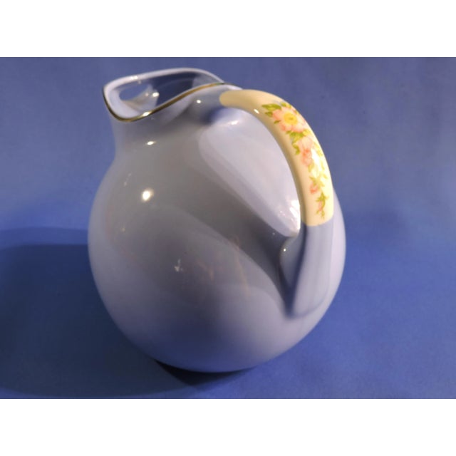 Mid-Century Modern Early MCM Halls Craft Pottery Lemonade Pitcher in Rose Parade For Sale - Image 3 of 7