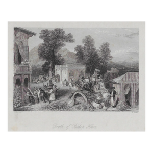 1844 Death of Bishop Heber in India Antique Engraving