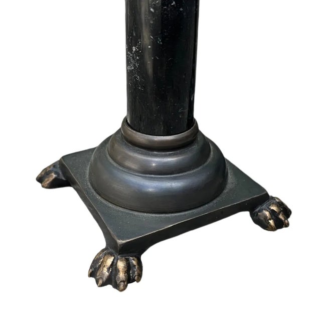Antique Empire Bronze & Black Marble Lion Paw Pique Candlesticks Candle Holders For Sale - Image 4 of 5