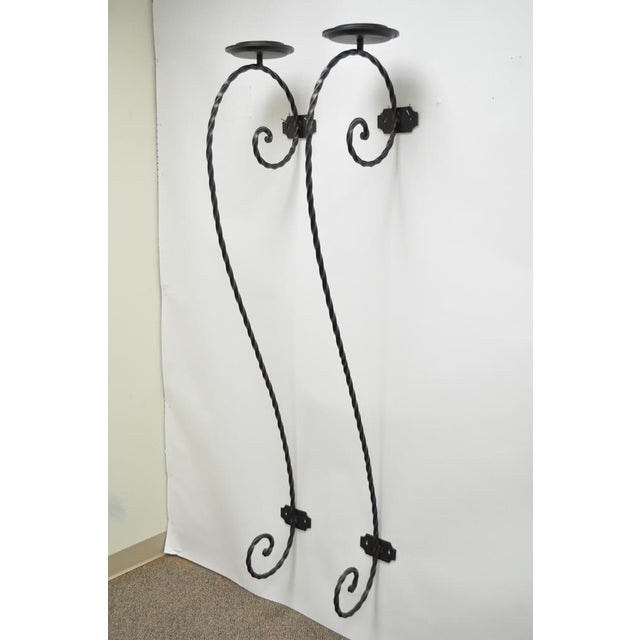 Pair 71" Scrolling Twisted Wrought Iron Pillar Candle ...