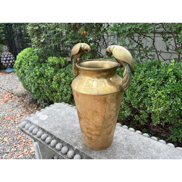 Dolbi Cashier Brass Vase With Parrots. For Sale - Image 9 of 11