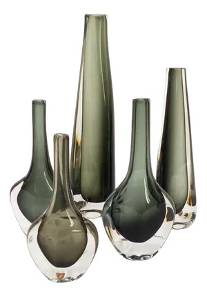 Scandinavian Sommerso Glass Vases by Nils Landberg for Orrefors, Set of 5