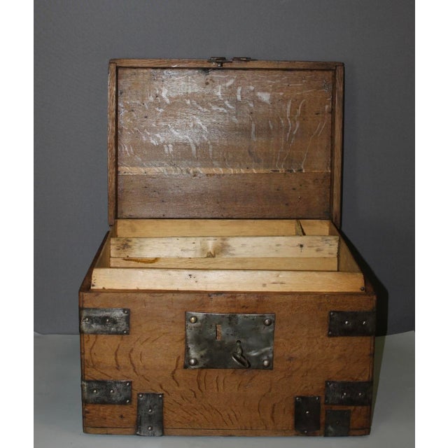 Oak Chest with Iron Bands, 18th Century For Sale - Image 4 of 11