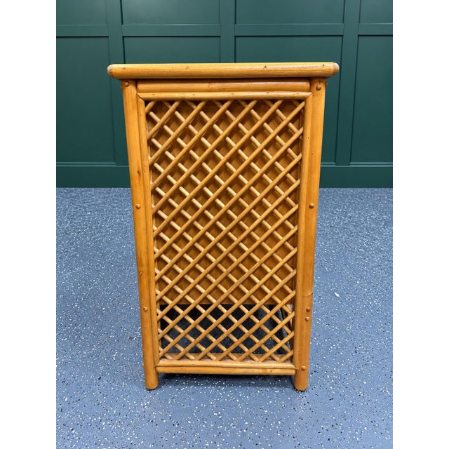 1970s Vintage Bamboo and Rattan Six Drawer Dresser With Lattice Detail For Sale - Image 5 of 7