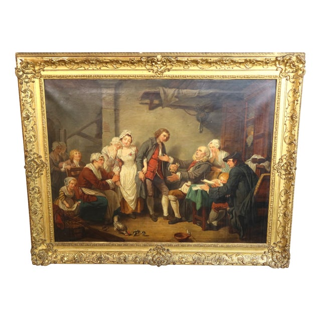 After Jean-Baptiste Greuze, The Village Bride 1800s, Oil on Canvas, Framed For Sale