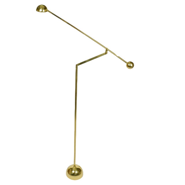 Minimal Counter Balance Floor Lamps in Brass, 1970s For Sale