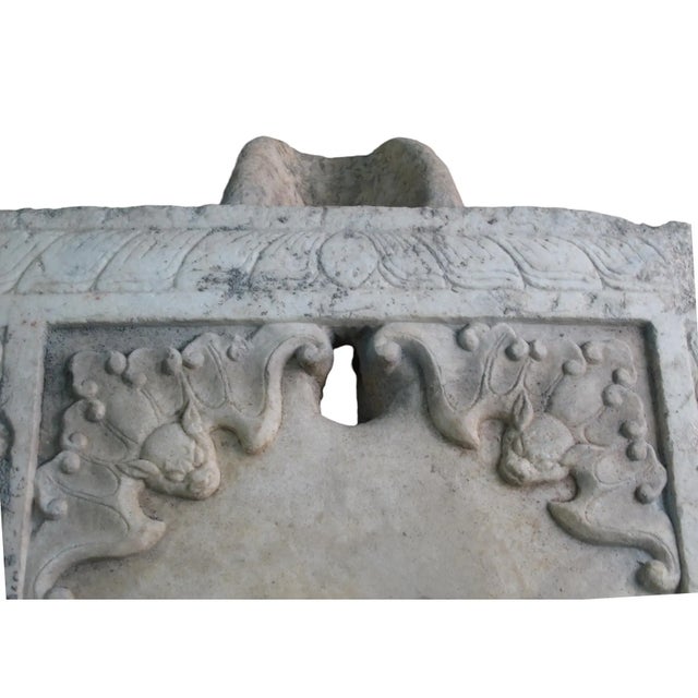 Stone Late 19th Century Architectural Marble Tea Table With Carved Bats For Sale - Image 7 of 8