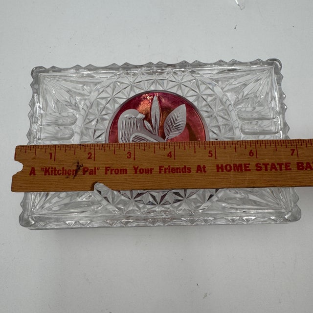 Glass Byrdes Collection Rectangle Box 7" Lidded by Hofbauer 24% Lead Crystal For Sale - Image 7 of 10