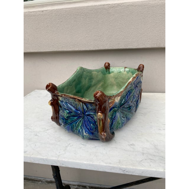 Large French Majolica Palissy Jardiniere Circa 1880 For Sale - Image 4 of 7