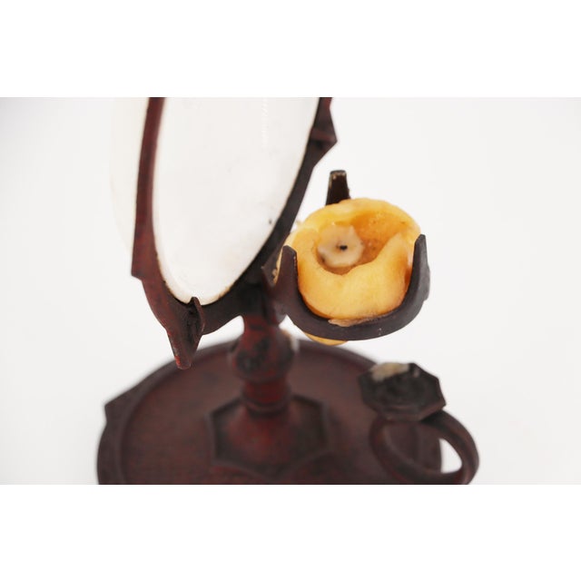 Exquisite Cast Iron Chamberstick With Porcelain Reflector, French, 19th Century For Sale - Image 12 of 17