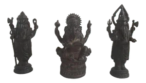 Ganesha Caste Iron Statues - Set of 3