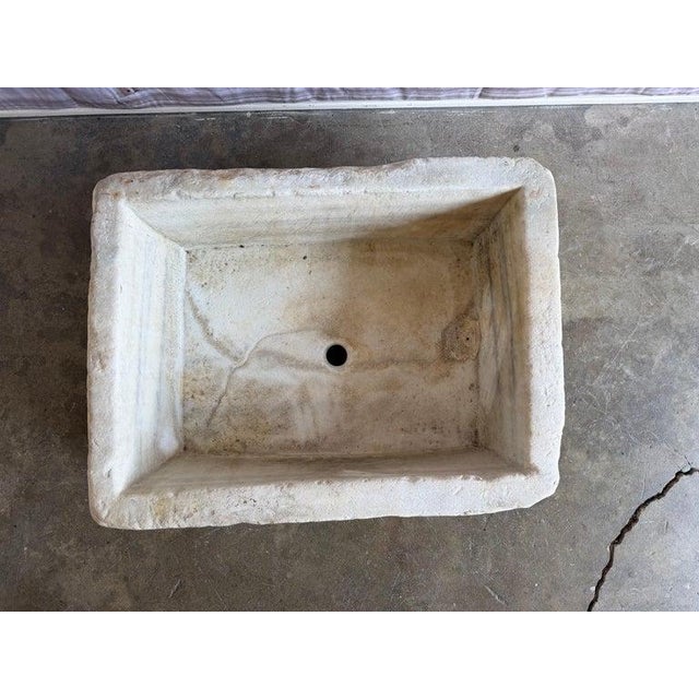 Antique Hand-Carved Stone Farmhouse Sink Basin With Rustic Architectural For Sale - Image 4 of 11