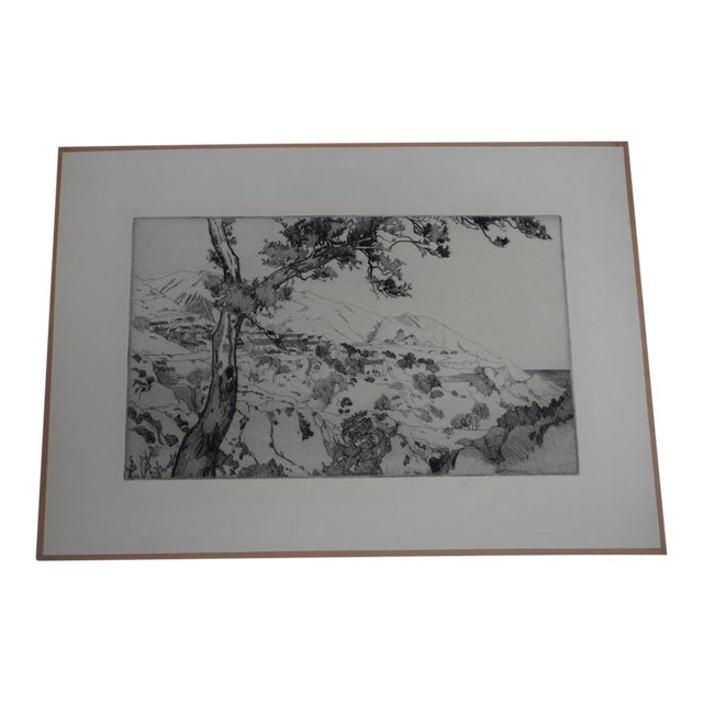 Mid 20th Century Charles B. Keller, a Village in Andalusia, Etching For Sale