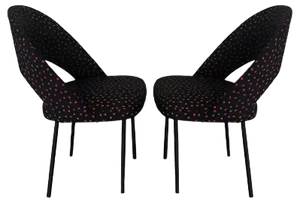 Set of Mid-Century Iron and Silk Dining Chairs, Italy