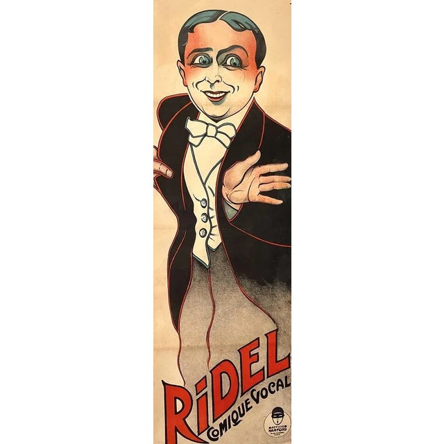 Large Ridel Vocal Comic Poster, Paris, 1920 For Sale - Image 8 of 8