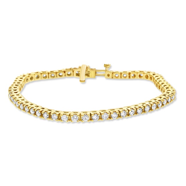 Contemporary 3 CT. Diamond Tennis Bracelet 14k Yellow Gold For Sale - Image 3 of 4