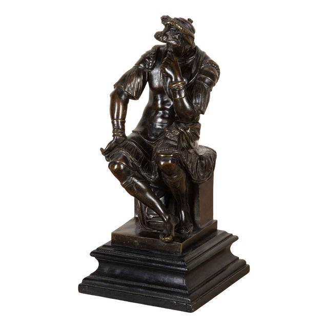 Antique French Bronze Figure of the Seated Lorenzo De Medici, 1880 For Sale