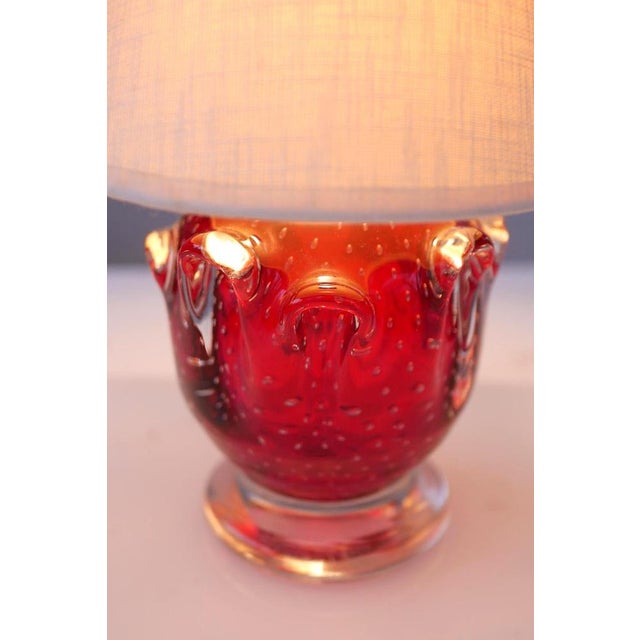 Red Bright Red Crystal Glass Lamp by Börne Augustsson for Åseda, Sweden For Sale - Image 8 of 14