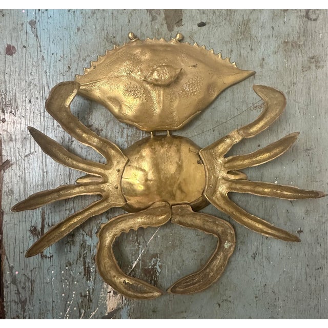 Metal Late 20th Century Vintage Extra Large Brass Crab Figure Box, With Baby Crab on Back For Sale - Image 7 of 11