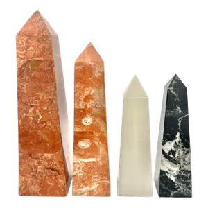 1980s Decorative Marble, Porcelain Obelisks- Set of 4