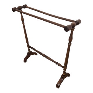 Antique Italian Walnut Towel Rack Rail with Carved Legs, 1890s For Sale