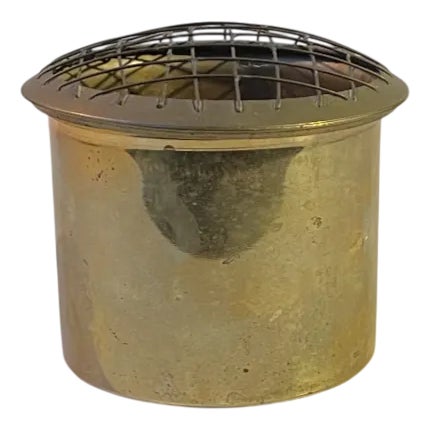 Vintage Brutalist Caged Vase or Urn in Brass, 1970s For Sale