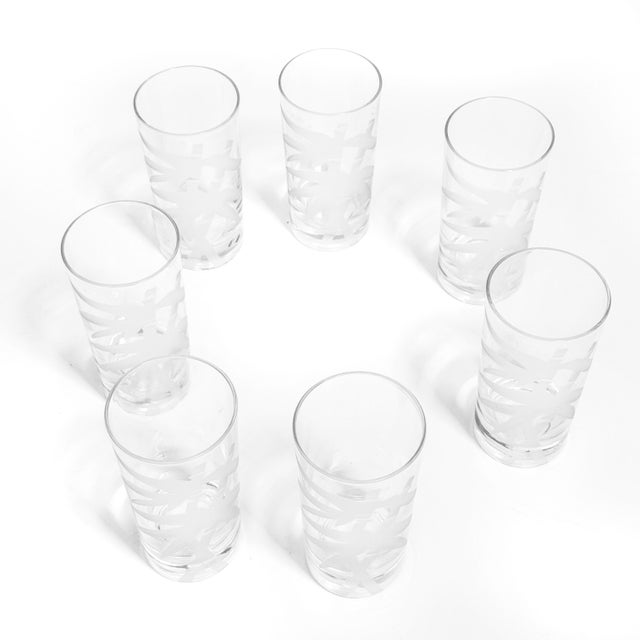 Check out this beautiful complete set of eight vintage Federal Glass highball tumblers, decorated with an elegant frosted...