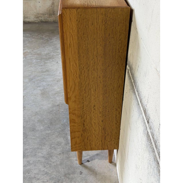 Brown Oak Glass Cabinet With Open Shelf Danish Mid-Century Modern 1960s For Sale - Image 8 of 11
