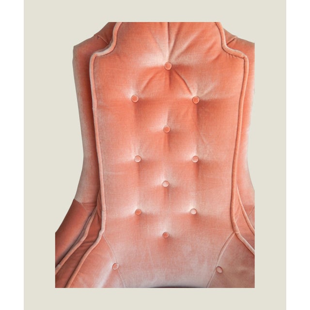 Hollywood Regency 1970's Kingsley Furniture Velvet High Back Armchair For Sale - Image 3 of 9