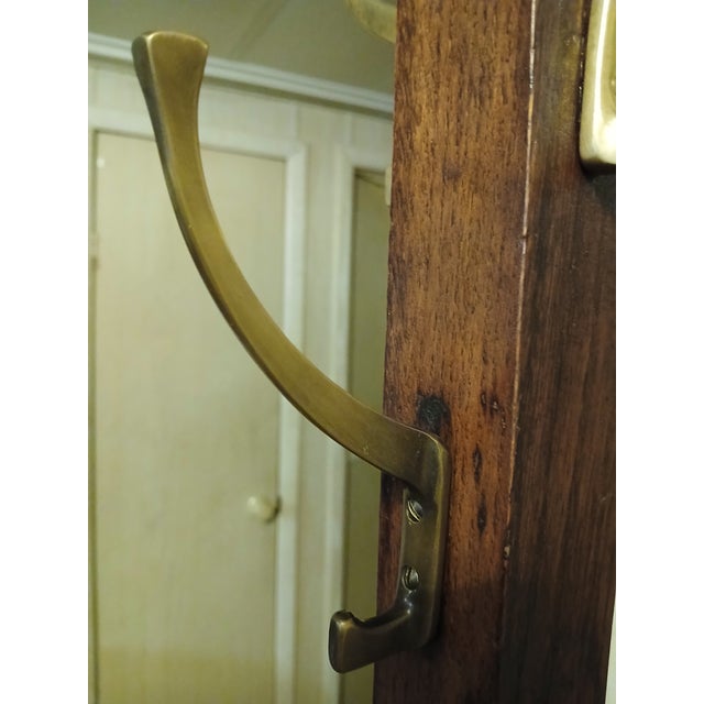 Antique Arts & Crafts Mission Style Quartersawn Oak Coat Rack Hall Tree For Sale - Image 10 of 14